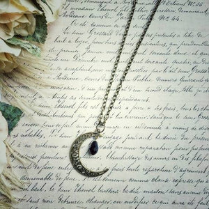 Crescent Moon Necklace, Womens Celestial Jewelry, Boho Moon Necklace, Witchy Jewelry,  Gift for Her