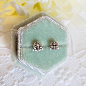 Tiny Silver Bee Earrings, Hypoallergenic Stainless Steel Posts