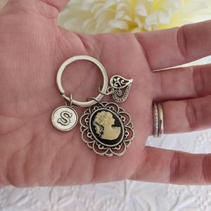 Cameo Key Chain, Victorian Jewelry Key Fob, Personalized Gifts for Women