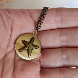 Tiny Star Locket Necklace, Round Golden Keepsake Locket, Daughter Grad 2024 Gift