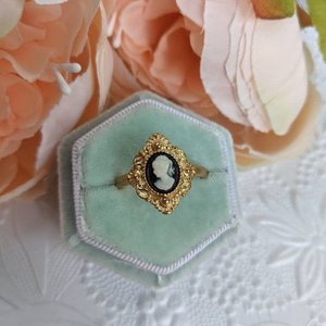 Blue Cameo ring, Victorian cameo ring, antique replica cameo jewelry, vintage style jewelry gift, historical jewelry, adjustable ring