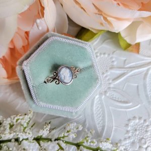 Blue Cameo Ring, 925 Sterling Silver Adjustable Cameo Ring, Antique Replica Cameo Jewelry, Victorian Jewelry Gift for Her