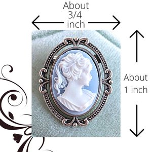 Lady Cameo Brooch Pin, Vintage Style, Victorian Jewelry, Portrait Pin, Unique gift for Book lover