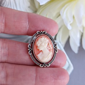 Carnelian Cameo Brooch, Victorian Jewelry Pin, Unique Gift For Women, Historical Reenactment Costume