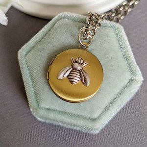 Tiny Bee Locket Necklace, Minimalist Keepsake Gift