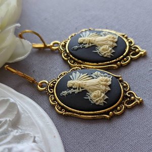 Fairy Cameo Earrings, Woodland Fairy Statement Earrings with Lever Back Ear Wires, Mythical Creatures, Fairycore Jewelry