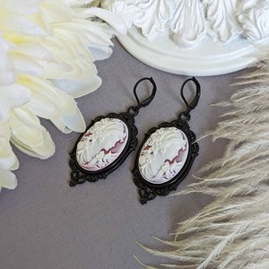 Cameo Statement Earrings, Goddess Cameo Earrings, Victorian Jewelry, Romantic Vintage Style Shabby Chic, Regency Jewelry, Historical Costume