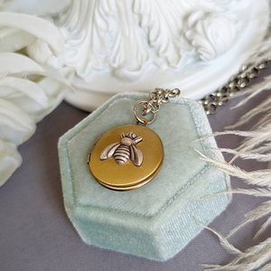 Tiny Bee Locket Necklace, Minimalist Keepsake Gift