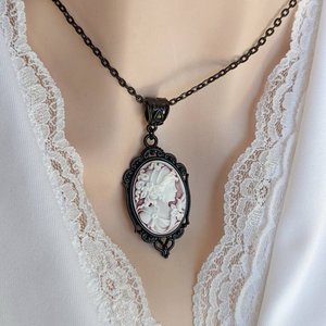 Goddess Cameo Necklace, Victorian Cameo Jewelry, Vintage Wedding 