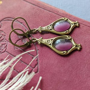 Victorian Earrings, Purple Earrings, Vintage Style Jewelry, Antique Replica, Regency Era, Gift For Her
