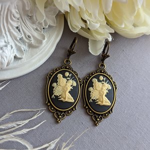 Fairy Cameo Earrings, Woodland Fairy Jewelry, Statement Earrings, Mythical Creatures, Fairycore Jewelry