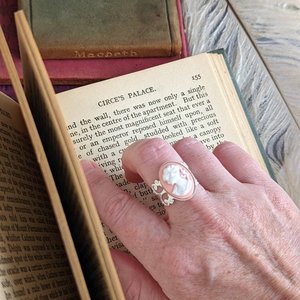 Pink Cameo Ring, Statement Ring, Adjustable Size, Silver Filigree, Victorian Jewelry, Vintage Style, Steampunk Light Academia