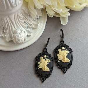 Fairy Cameo Earrings, Woodland Fairy Jewelry, Statement Earrings, Mythical Creatures, Fairycore Jewelry