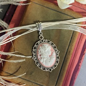 Pink Cameo Necklace with Ribbon Choker, Cameo Jewelry, Victorian Bridal Jewelry, Unique Gifts for Women