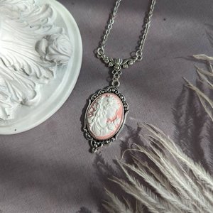 Pink Cameo Necklace, Victorian Cameo Necklace, Vintage Style Cameo Jewelry, Light Academia, Gift for Her, Prom Jewelry