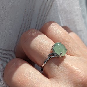 Aventurine Ring, 925 Sterling Silver Ring, Semiprecious Gemstone Jewelry, Green Stone, Adjustable Ring, Crystal Jewelry Gift For Her