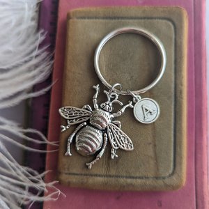 Bee Keychain, Honeybee Key Ring, Personalized Gift, Initial Key Chain, Nature Lover, Inspirational Gift Ideas for Her Birthday