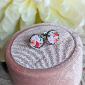 Dainty Flower Earrings, Pink Rose Studs, Cottagecore Jewelry, Hypoallergenic Stainless Steel Posts, Gift for Daughter