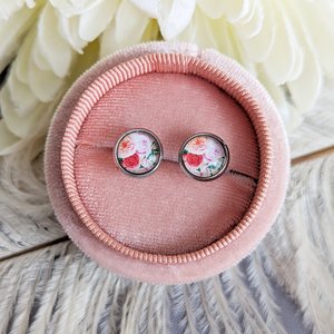 Dainty Flower Earrings, Pink Rose Studs, Cottagecore Jewelry, Hypoallergenic Stainless Steel Posts, Gift for Daughter