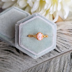 Matte Gold Cameo Ring, Gold Vermeil Sterling Silver Adjustable ring, Modern Vintage Chic Jewelry,  Gift for Her