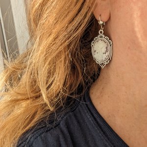 Cameo Statement Earrings, Goddess Cameo Earrings, Victorian Jewelry, Romantic Vintage Style Shabby Chic, Regency Jewelry, Historical Costume