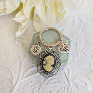 Cameo Key Chain, Victorian Jewelry Key Fob, Personalized Gifts for Women