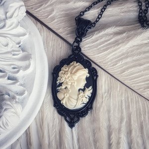 Black Cameo Necklace, Gothic Victorian Jewelry, Vintage Style Dark Academia, Gift for Girlfriend