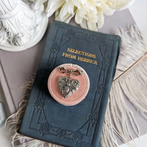Silver Filigree Heart Locket Brooch With Bee Embellishment, Bridal Bouquet Charm, Victorian Vintage Style Wedding Memory Pin, Gift for Bride