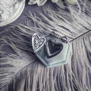 Silver Filigree Heart Locket Brooch, Bridal Bouquet Love Charm, Victorian Style, Wedding Memory Pin, Gift for Bride