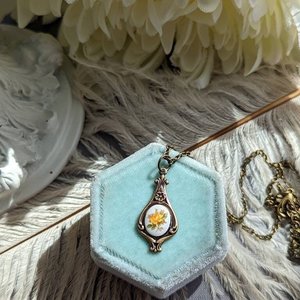 Yellow Rose Necklace, Floral Limoges Pendant, Regency Era Jewelry Gift for Her, Historical Fiction Reader Gift