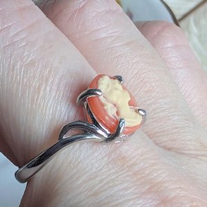 Carnelian Cameo Ring, Gold Vermeil 925 Sterling Silver Ring, Victorian Ring, Vintage Style Cameo Jewelry, Adjustable Size Ring