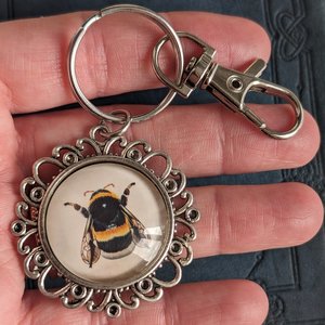 Bumble Bee Keychain and Bag Charm, Nature Inspired Accessory, Gift for Garden Lover