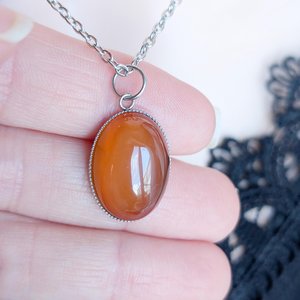 Natural Carnelian Stone Necklace, Handmade Gemstone Jewelry, Boho Chic Carnelian Pendant, Healing Crystal Necklace