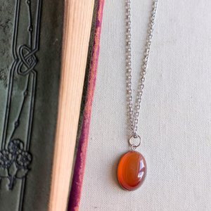 Natural Carnelian Stone Necklace, Handmade Gemstone Jewelry, Boho Chic Carnelian Pendant, Healing Crystal Necklace