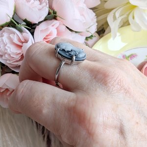 Timeless Cameo Ring, 925 Sterling Silver Adjustable Ring, Elegant Vintage Inspired Jewelry Gift for Her