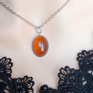 Natural Carnelian Stone Necklace, Handmade Gemstone Jewelry, Boho Chic Carnelian Pendant, Healing Crystal Necklace