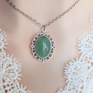 Aventurine Necklace, Natural Green Gemstone Pendant, Healing Crystal Jewelry, Boho Chic Necklace