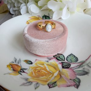 Victorian Style Cameo Ring: Adjustable Gold Brass Statement Jewelry