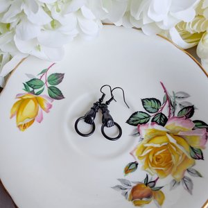 Black Victorian Hand Earrings, Gothic Vintage Inspired Jewelry