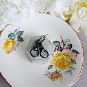 Black Victorian Hand Earrings, Gothic Vintage Inspired Jewelry