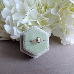 Dainty Cameo Ring with Cubic Zirconia, Sterling Silver Jewelry, Adjustable Size