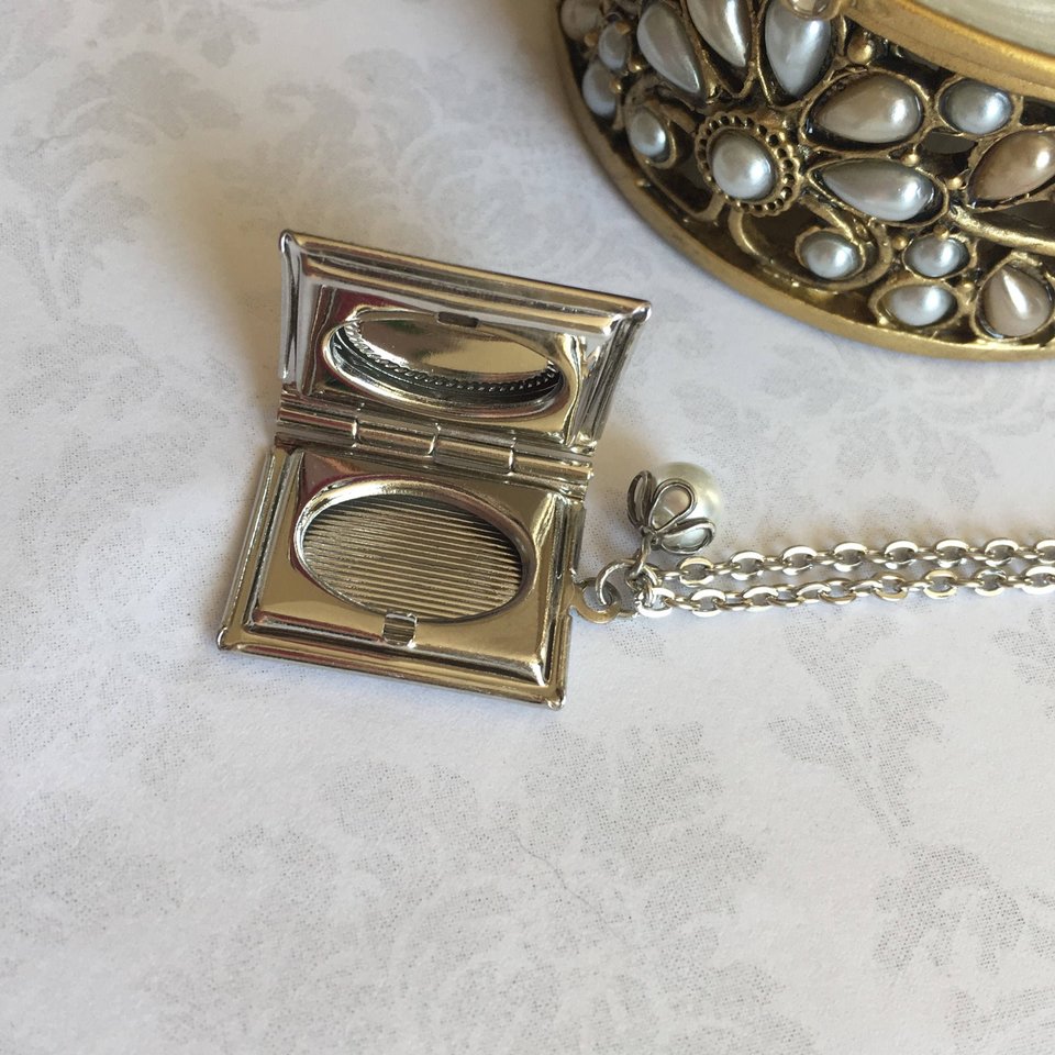 Book Locket Necklace with Lady Cameo, Victorian Style Cameo Jewelry, Book Lover Gift, Teacher Gift, Librarian Gift Idea