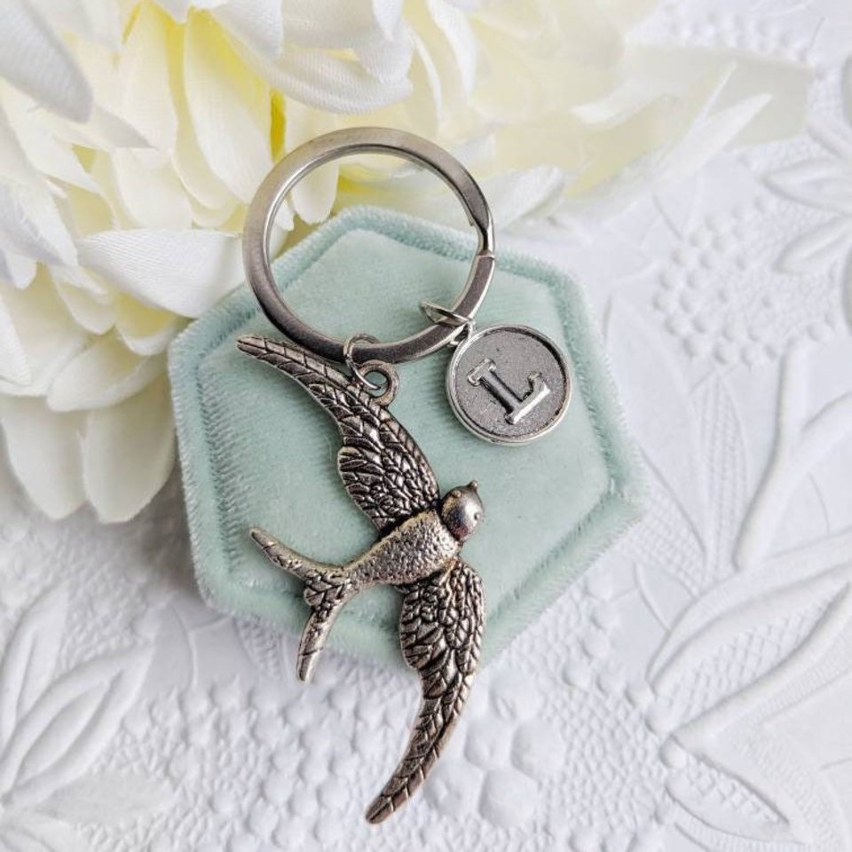 Bird Key Chain, Swallow Key Chain, Womens Freedom Key Chain, Personalized Key Chain Gift for Her, Animal Key Chain