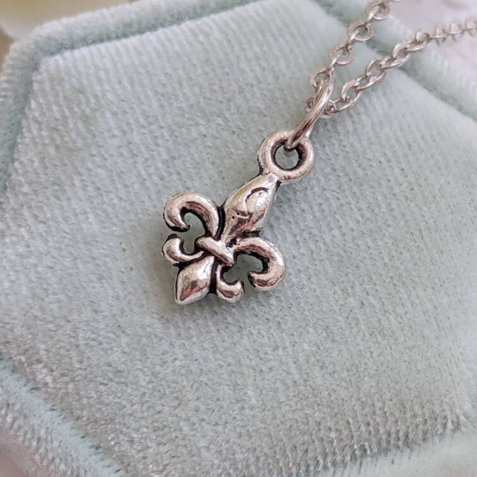 Tiny Fleur De Lis Necklace, Mardi Gras French Pendant, French Canadian Jewelry Gift for Her