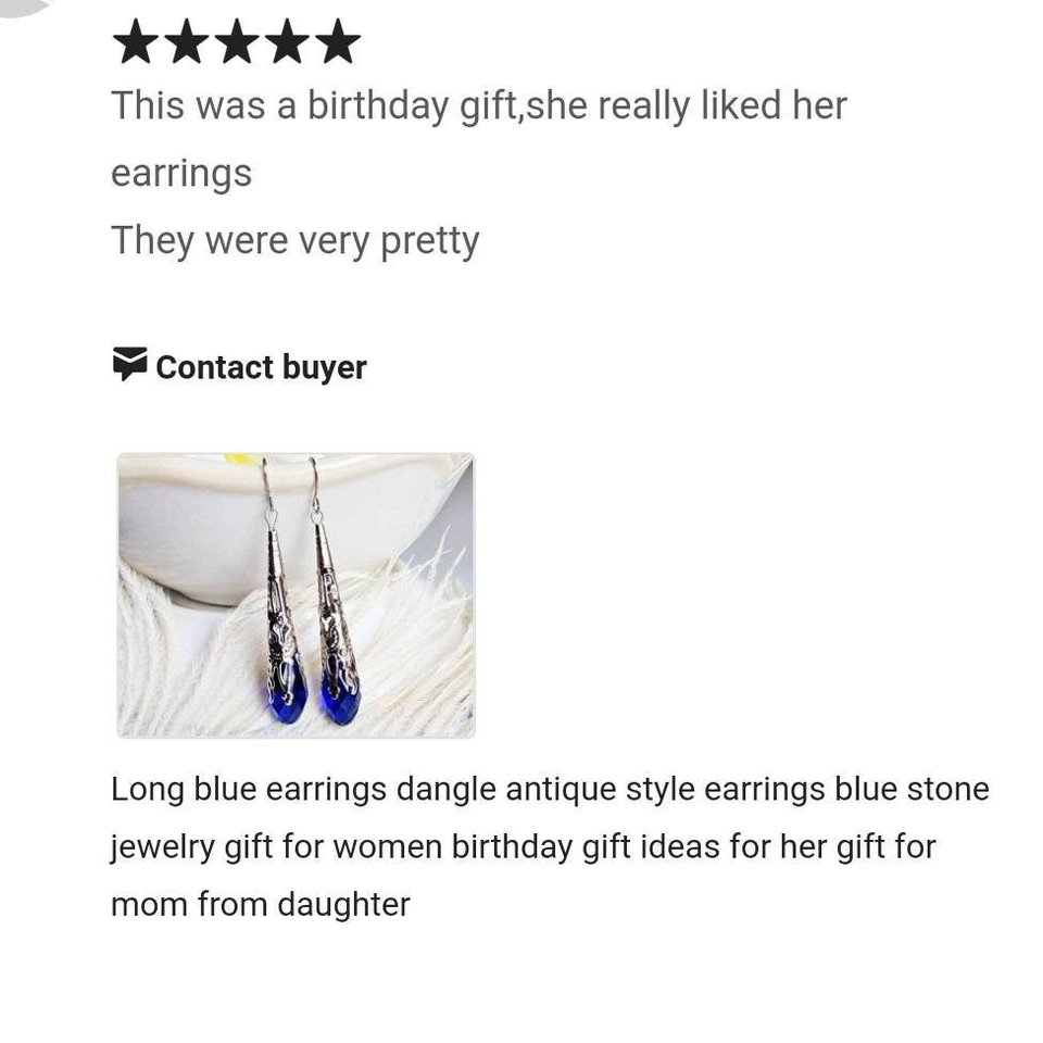 Long Blue and Silver Earrings, Antique Style Earrings, Victorian Jewelry, September Birthday Gift Idea for Girlfriend