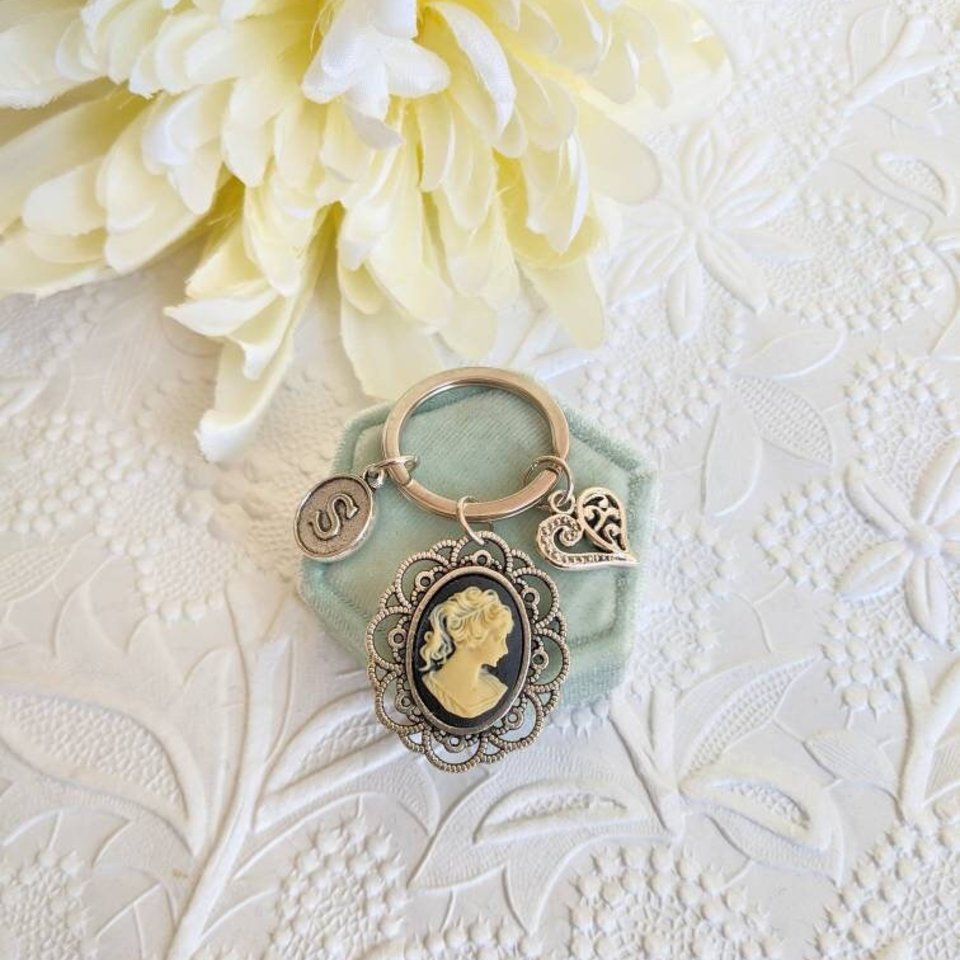 Cameo Key Chain, Victorian Jewelry Key Fob, Personalized Gifts for Women