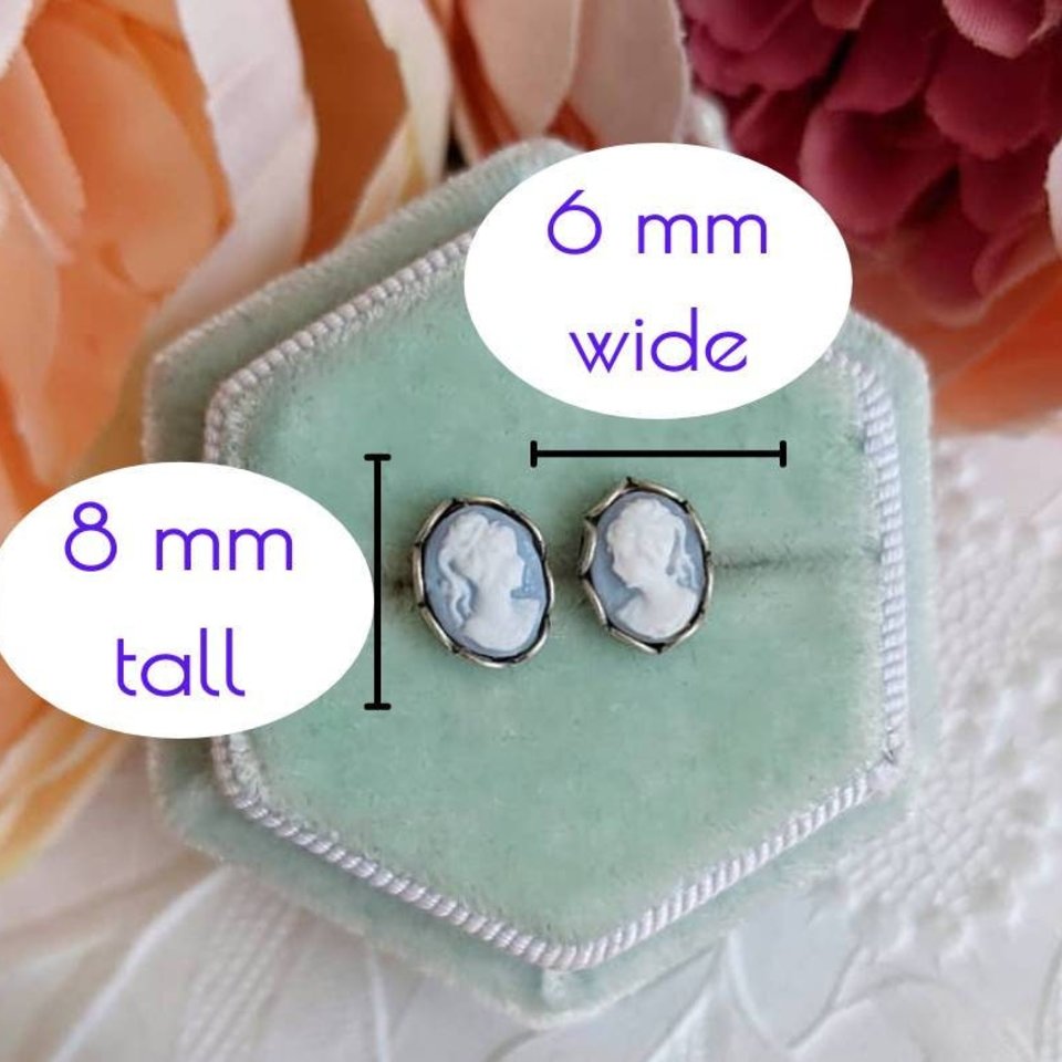 Tiny Cameo Earrings, Dainty Cameo Studs, Minimalist Jewelry, Stainless Steel Hypoallergenic Posts