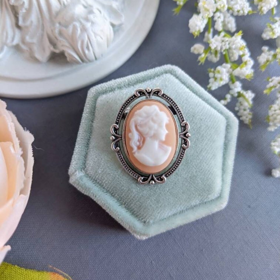 Blue Cameo Brooch, Victorian Jewelry, Historical Costume