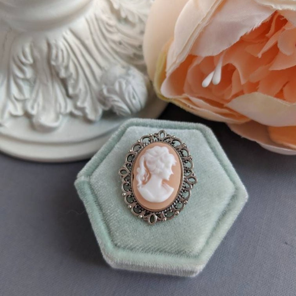 Cameo Brooch Pin, Vintage Style, Victorian Jewelry, Historical Costume Jewelry