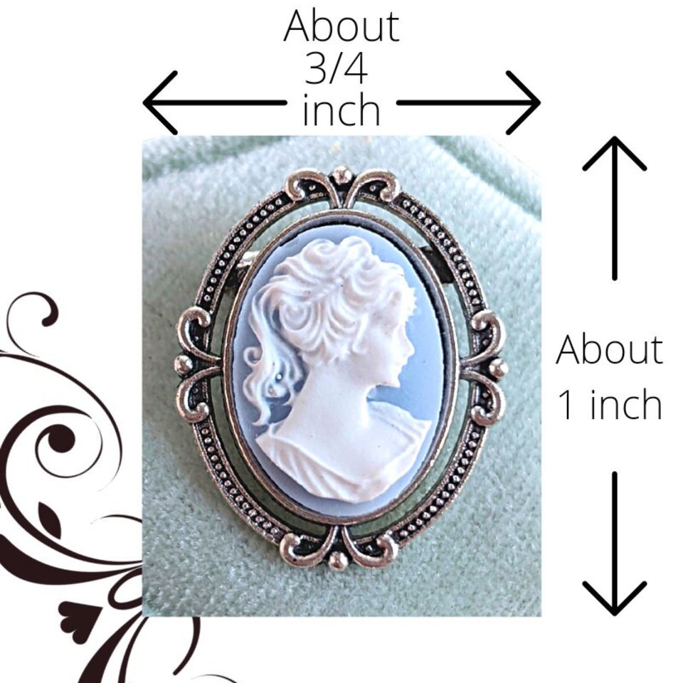 Blue Cameo Brooch, Victorian Jewelry, Historical Costume